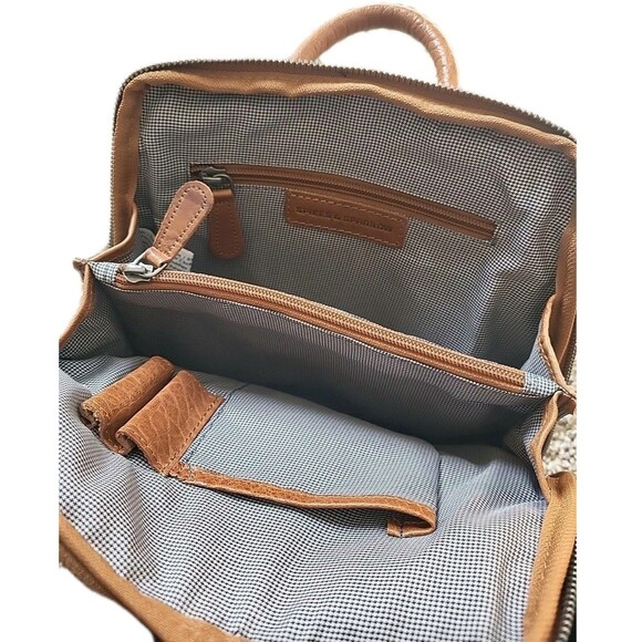 Spikes and Sparrow Brown Cognac Genuine Leather Bag Backpack Purse Adjustable - Picture 5 of 11